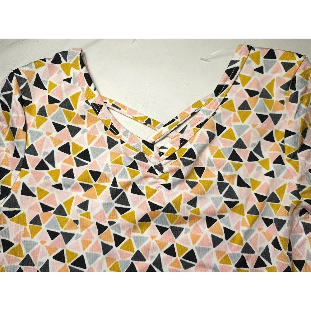 Dot Dot Smile Girls 8 10 Brown Pink Black Triangle Pattern Ballerina Twirl Dress